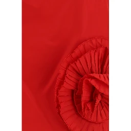 Red Polyester Mini Skirt