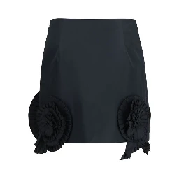 Black Polyester Mini Skirt