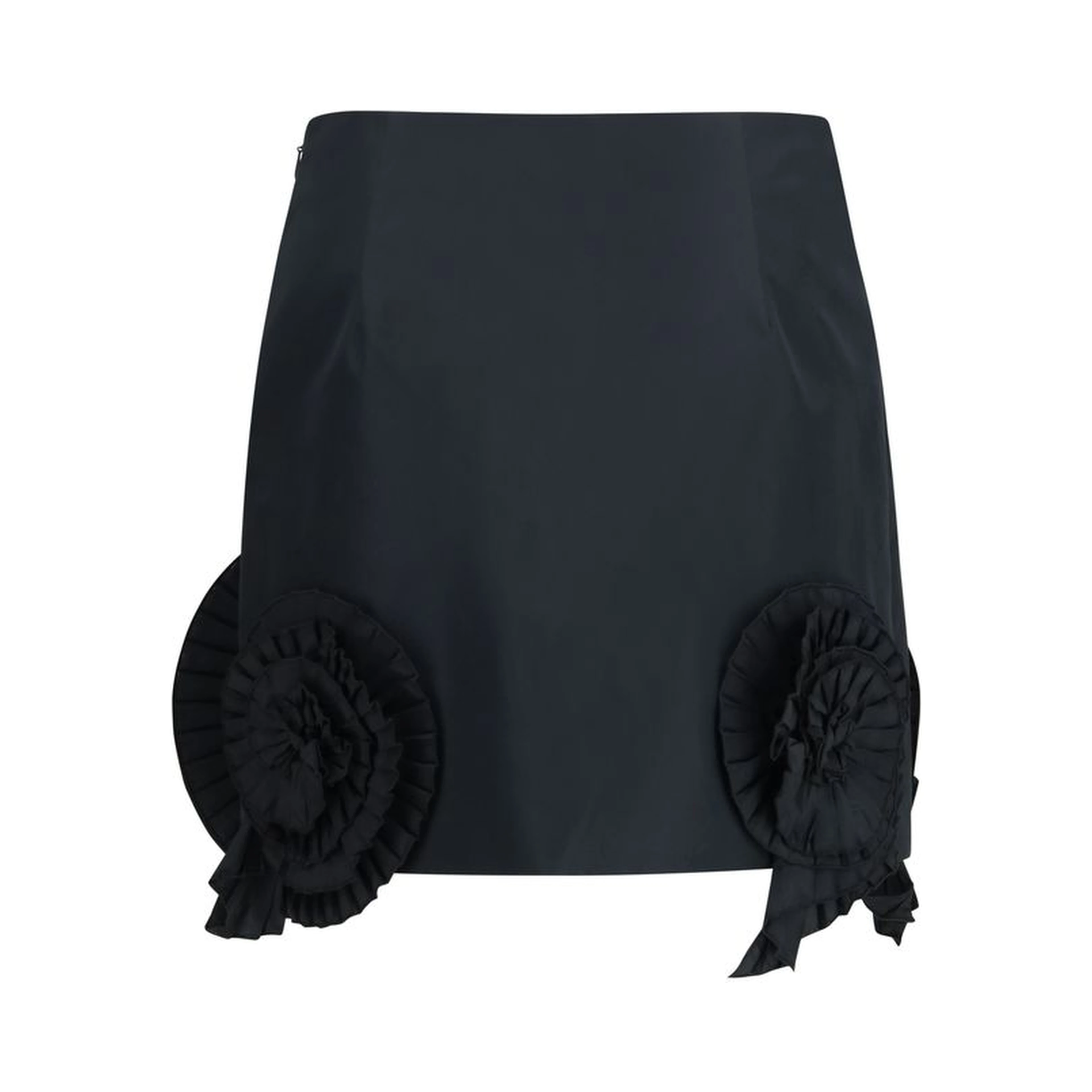Black Polyester Mini Skirt