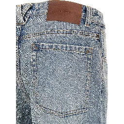 Blue Cotton Straight-Leg Jeans