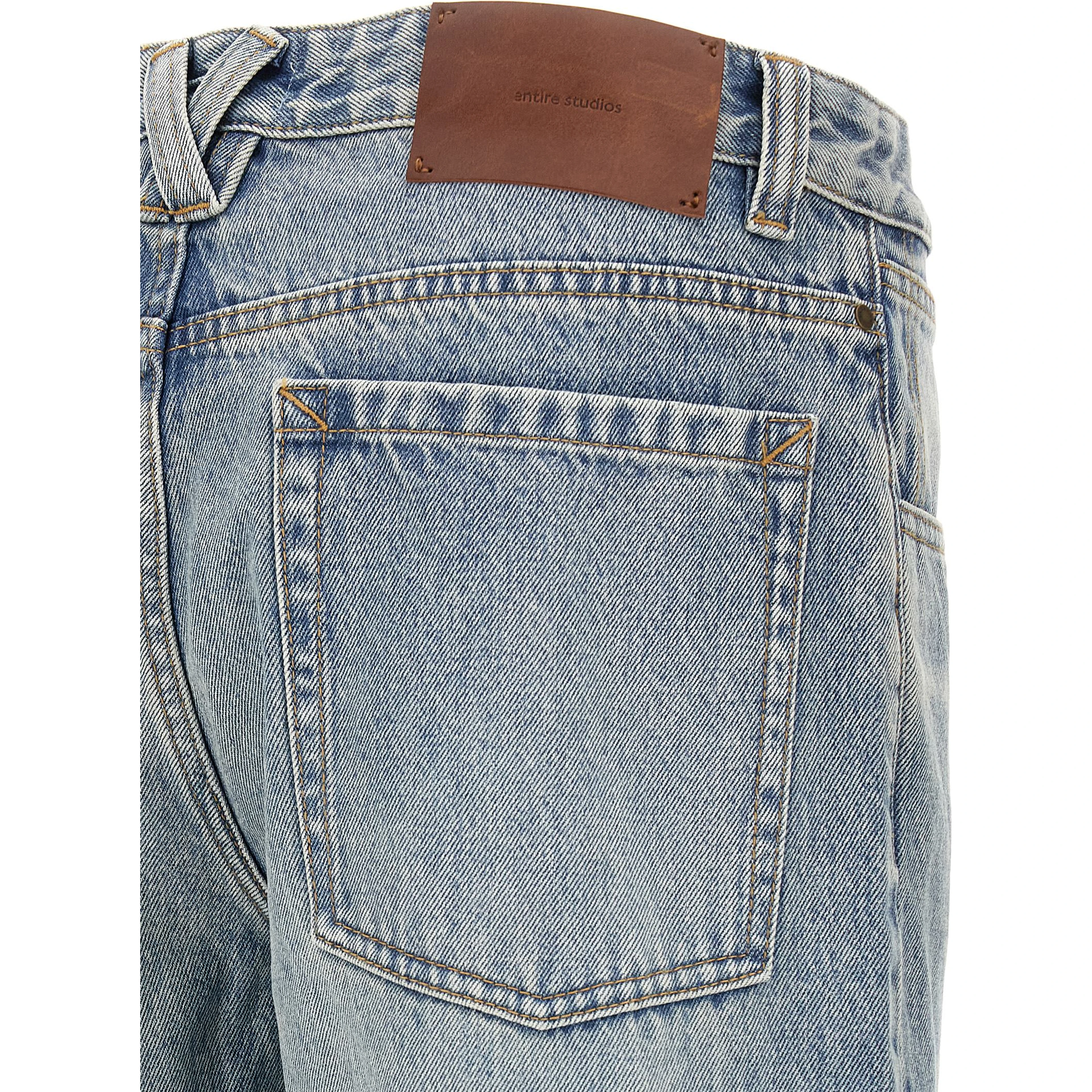 Blue Cotton Straight-Leg Jeans