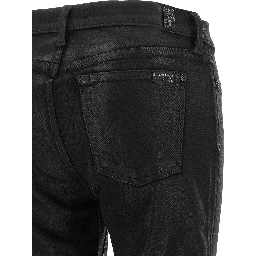 Black Cotton Cropped Jeans