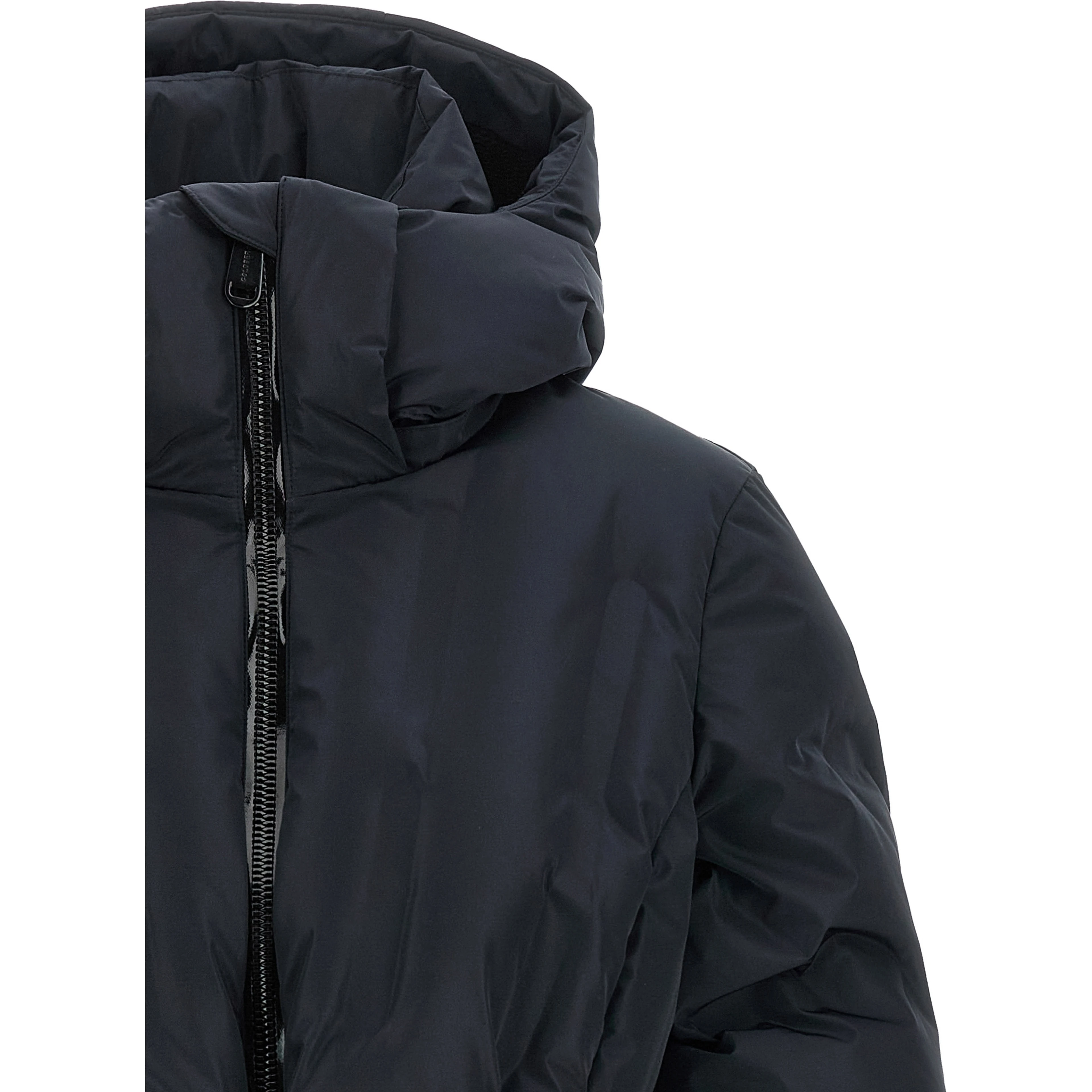 Black Polyester Full-Length Jacket