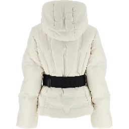 White Polyester Full-Length Jacket
