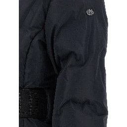 Black Polyester Full-Length Jacket