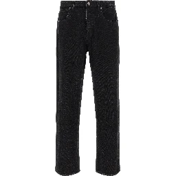 Black Cotton Straight-Leg Jeans