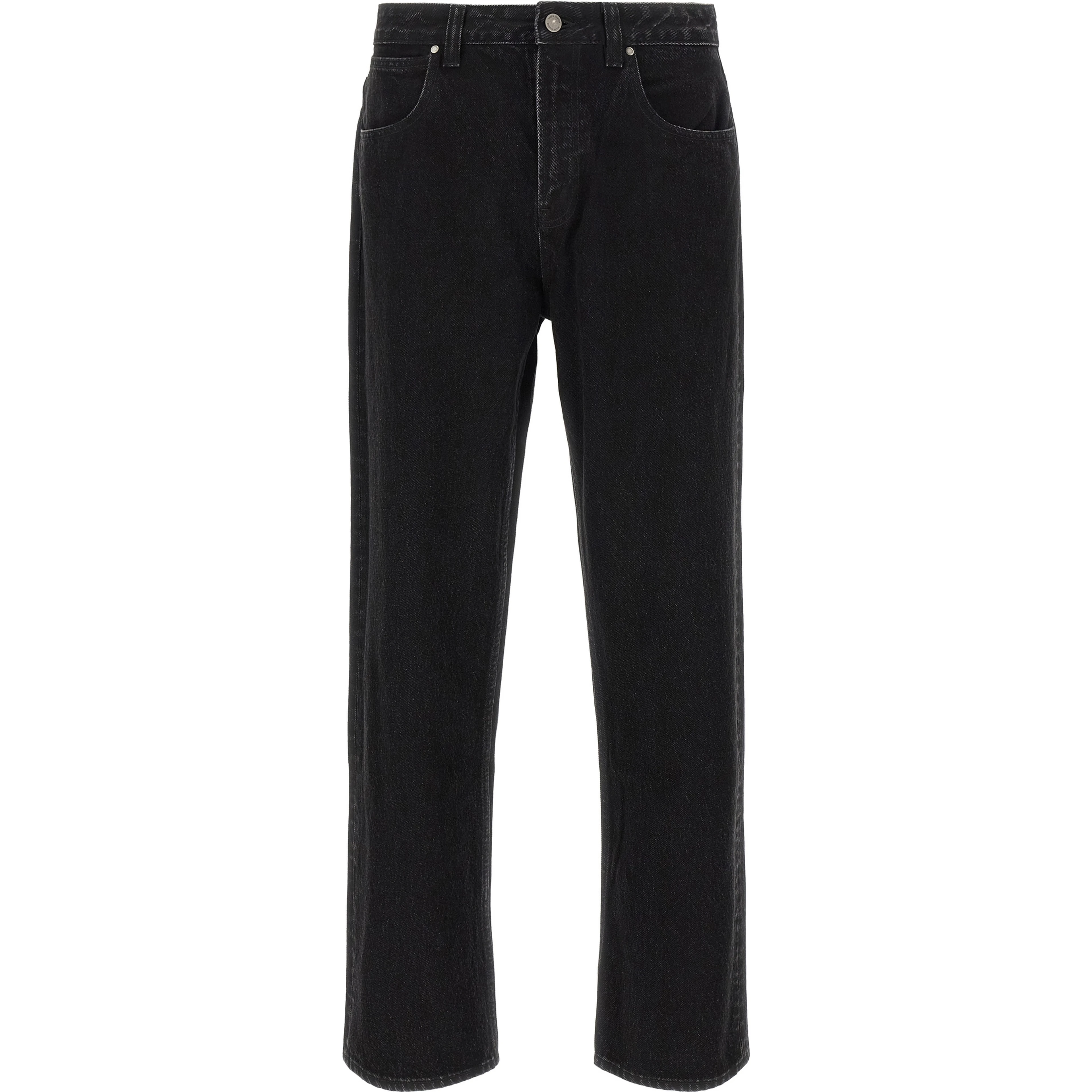 Black Cotton Straight-Leg Jeans