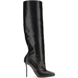 Black Calf Leather Bos Taurus High Heel Boots