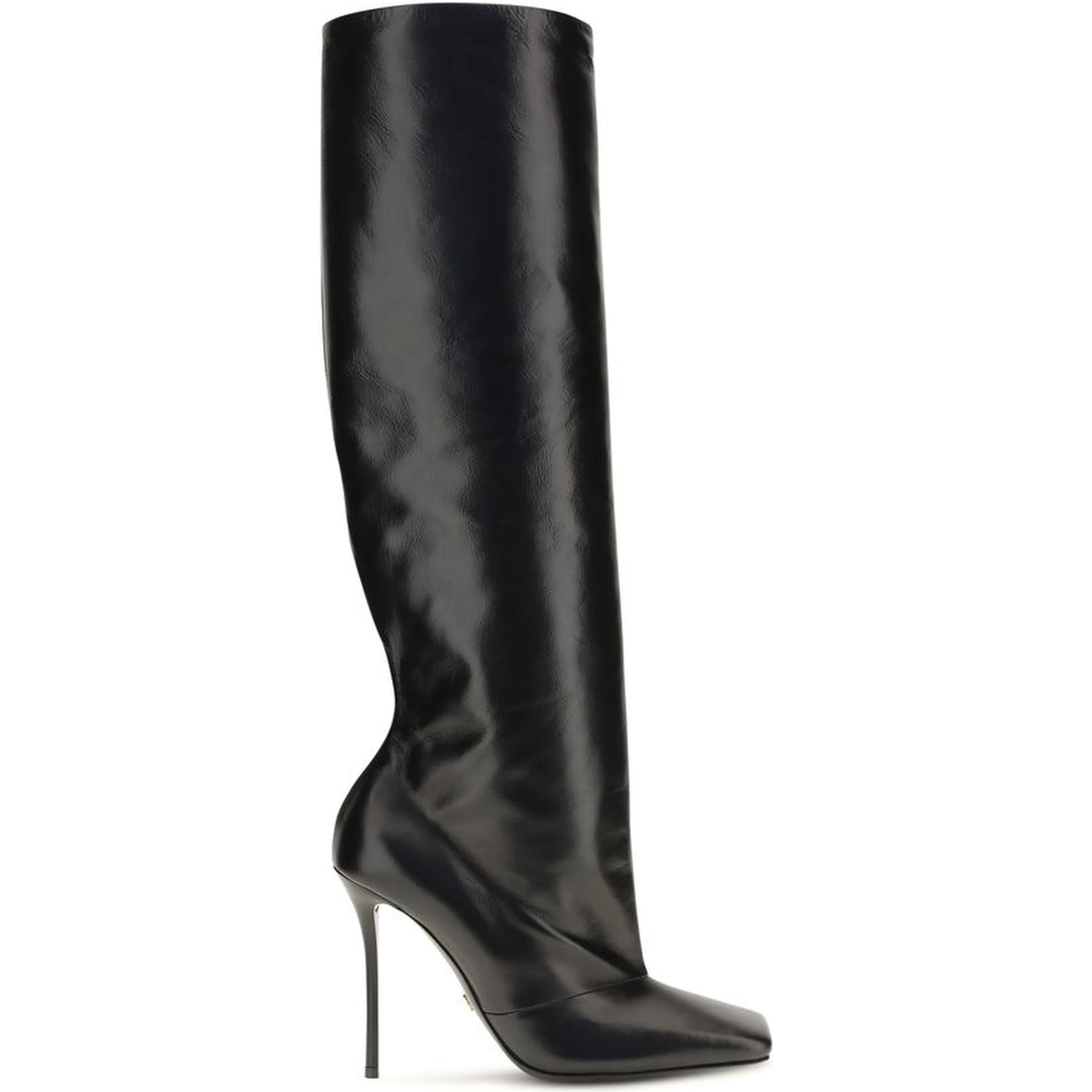 Black Calf Leather Bos Taurus High Heel Boots