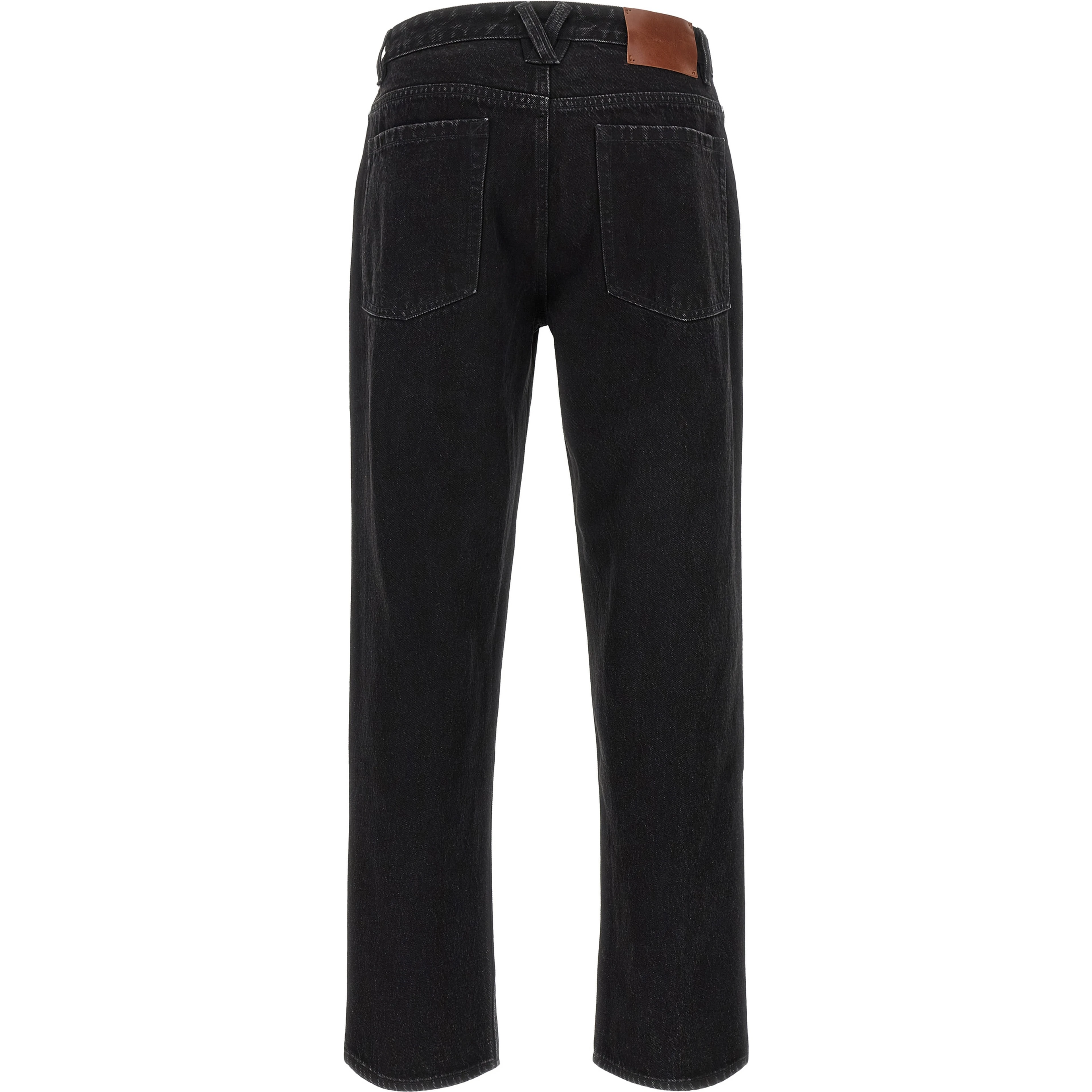 Black Cotton Straight-Leg Jeans