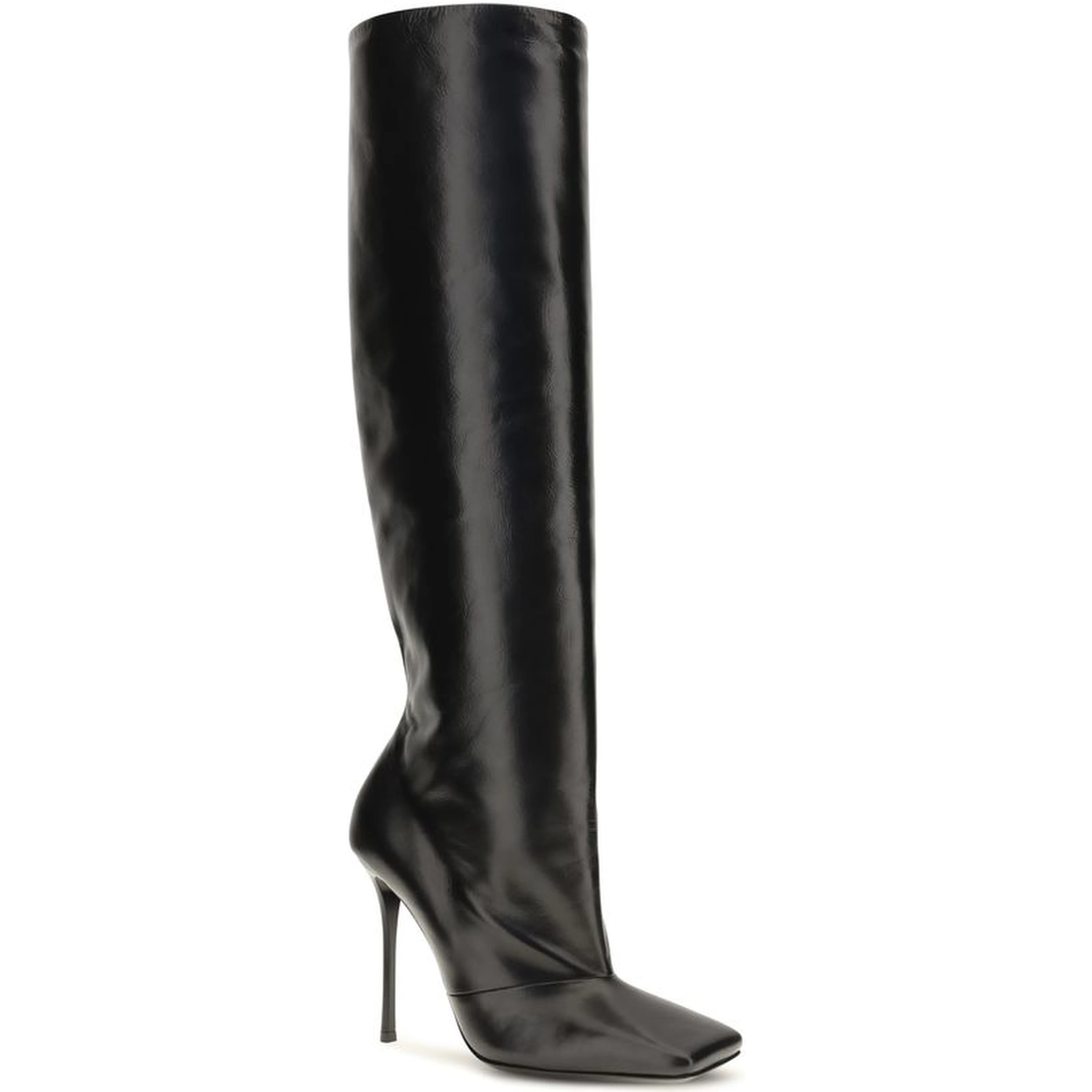 Black Calf Leather Bos Taurus High Heel Boots