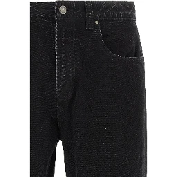 Black Cotton Straight-Leg Jeans