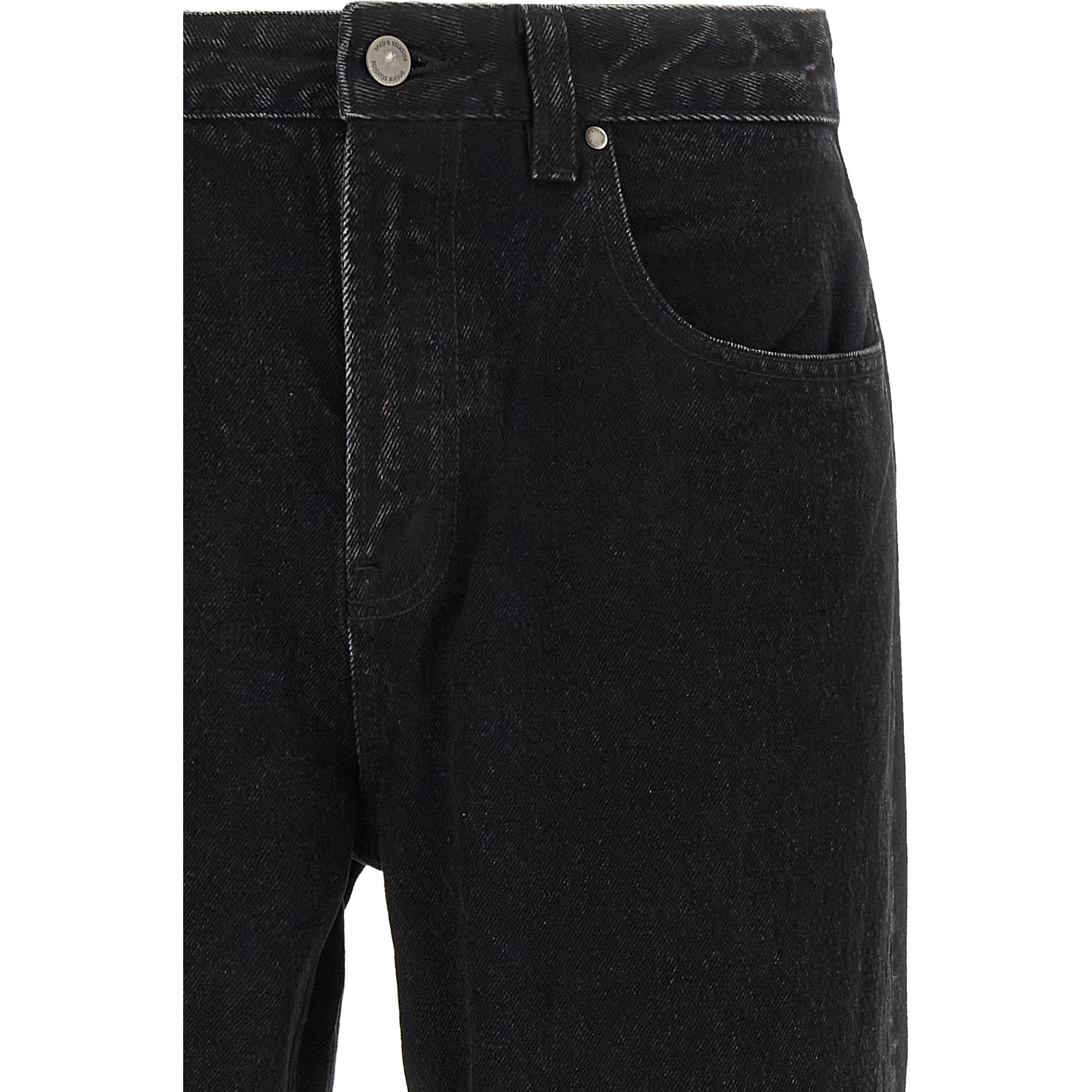 Black Cotton Straight-Leg Jeans