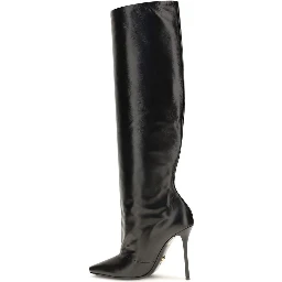 Black Calf Leather Bos Taurus High Heel Boots