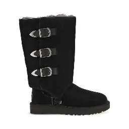 Black Suede Leather Lace-Up Boots