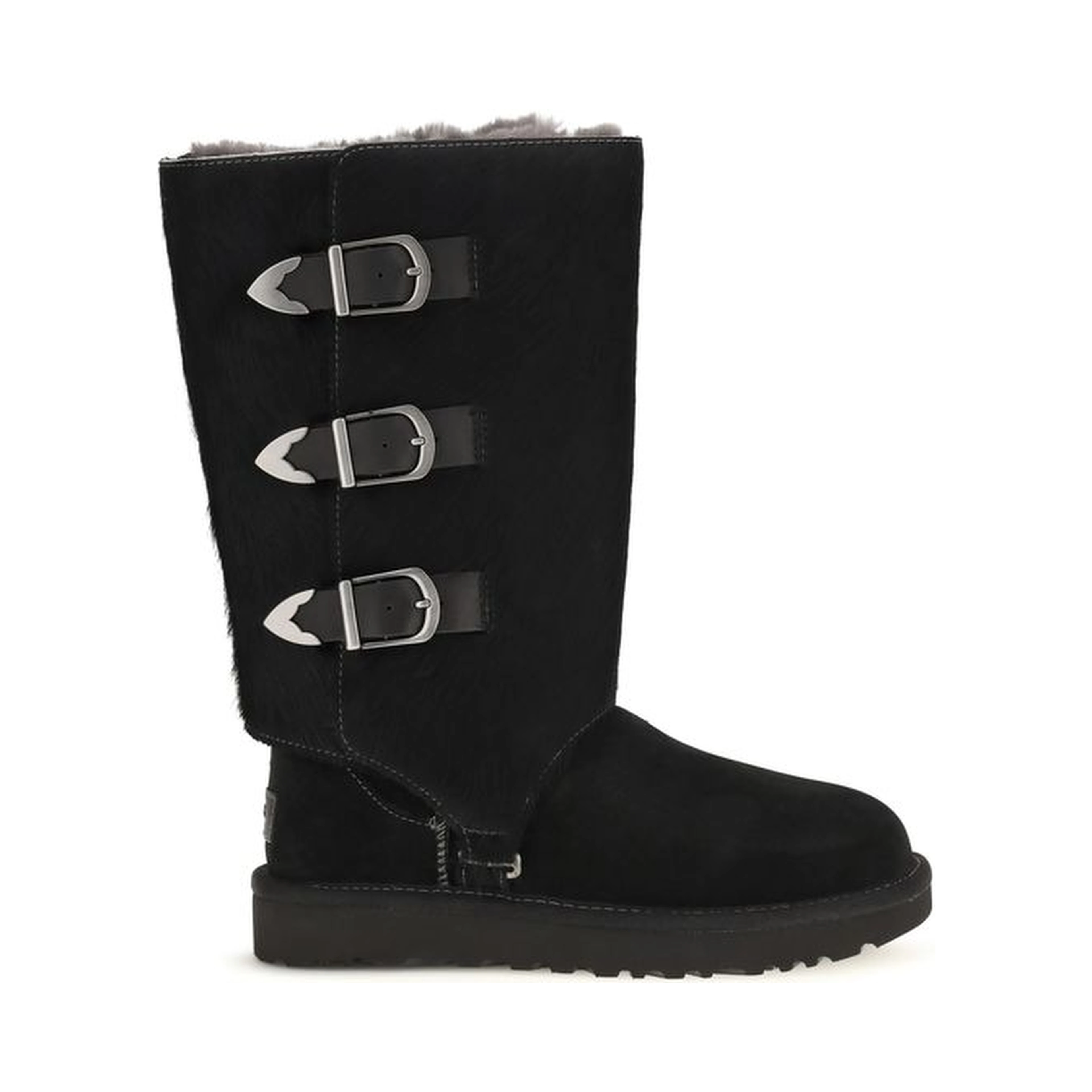 Black Suede Leather Lace-Up Boots