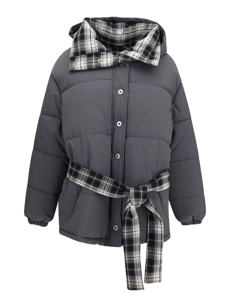 Gray Polyamide Full-Length Jacket