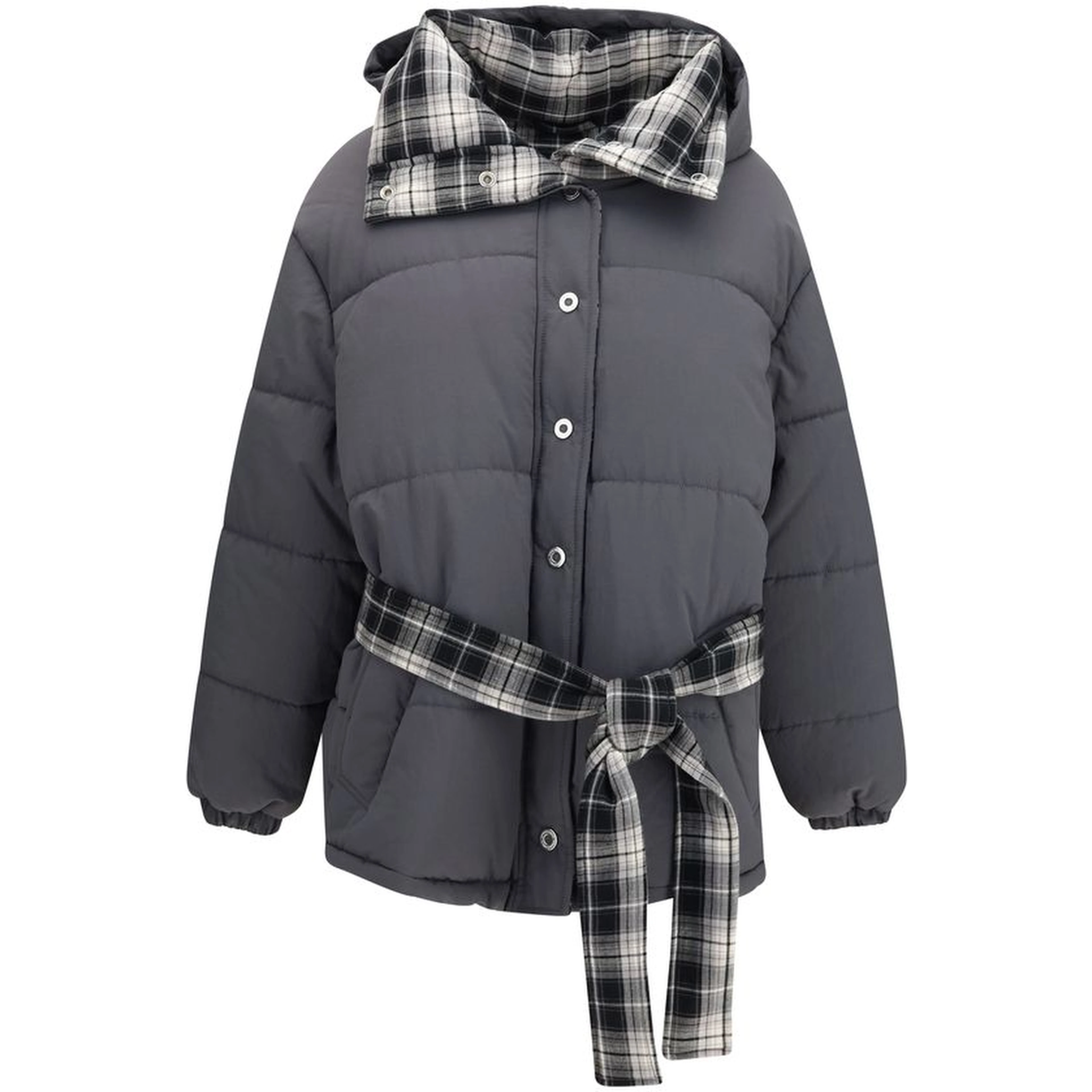 Gray Polyamide Full-Length Jacket
