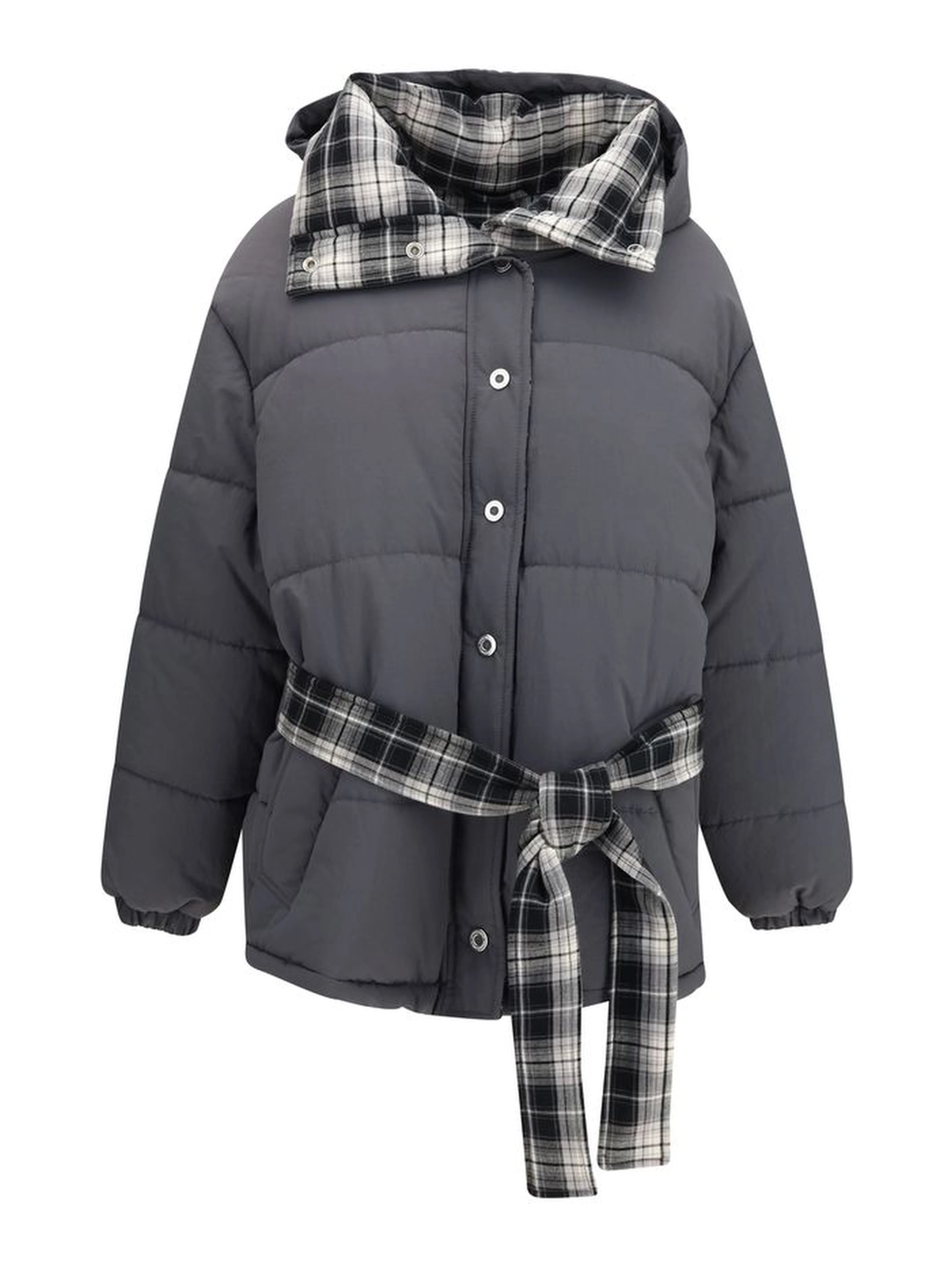 Gray Polyamide Full-Length Jacket