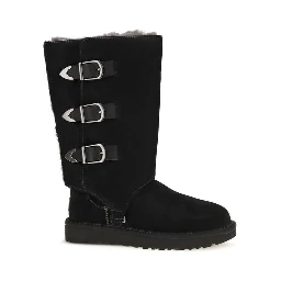 Black Suede Leather Lace-Up Boots