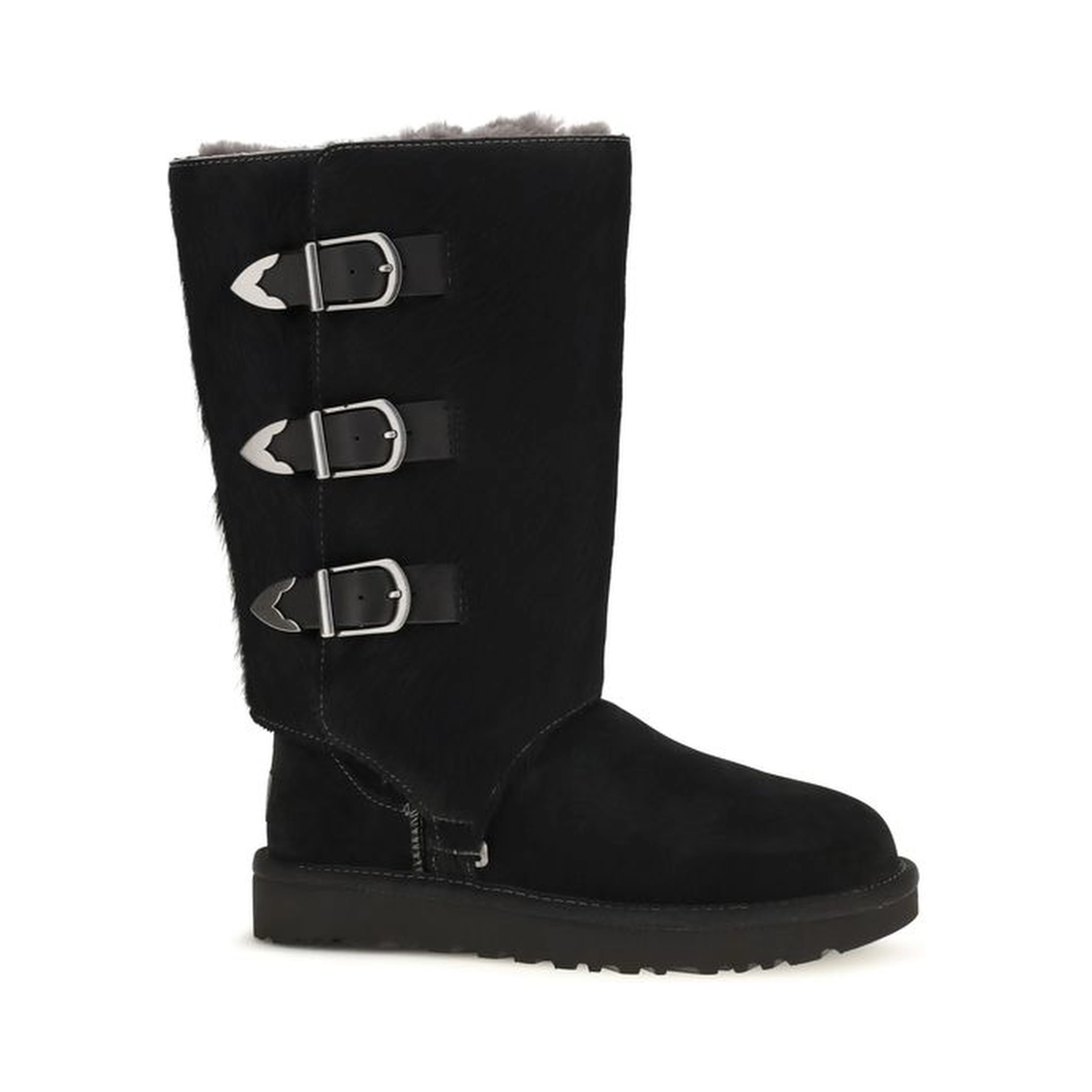 Black Suede Leather Lace-Up Boots