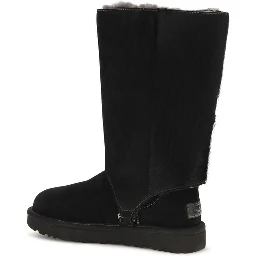 Black Suede Leather Lace-Up Boots