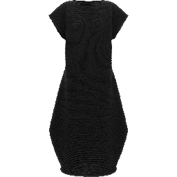 Black Polyester Midi Dress