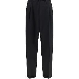 Black Polyester Casual Pants