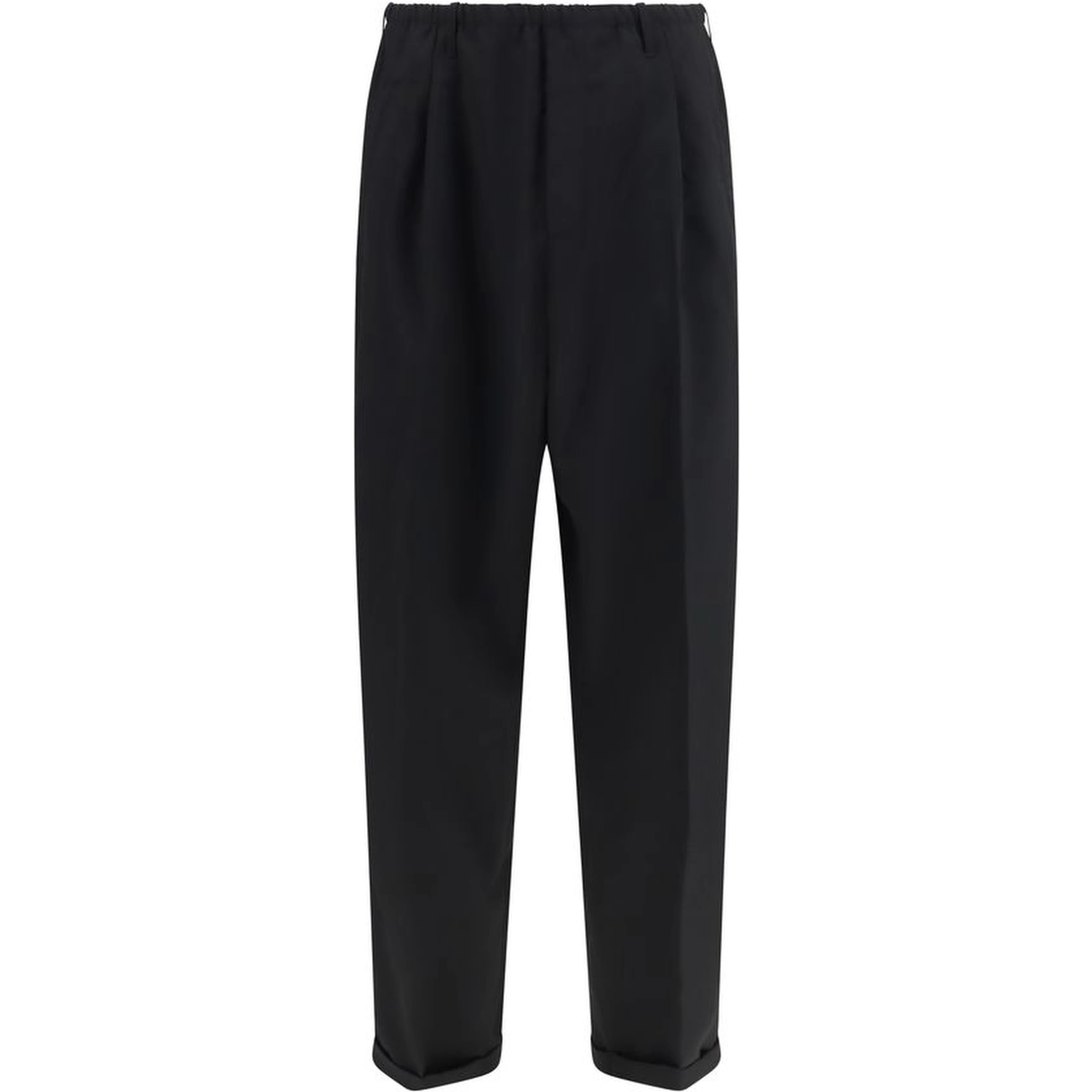 Black Polyester Casual Pants