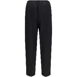 Black Polyester Casual Pants