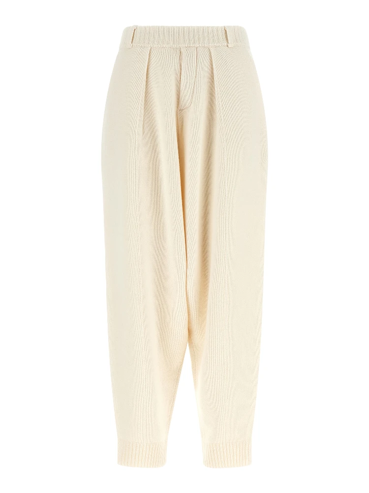White Wool Casual Pants