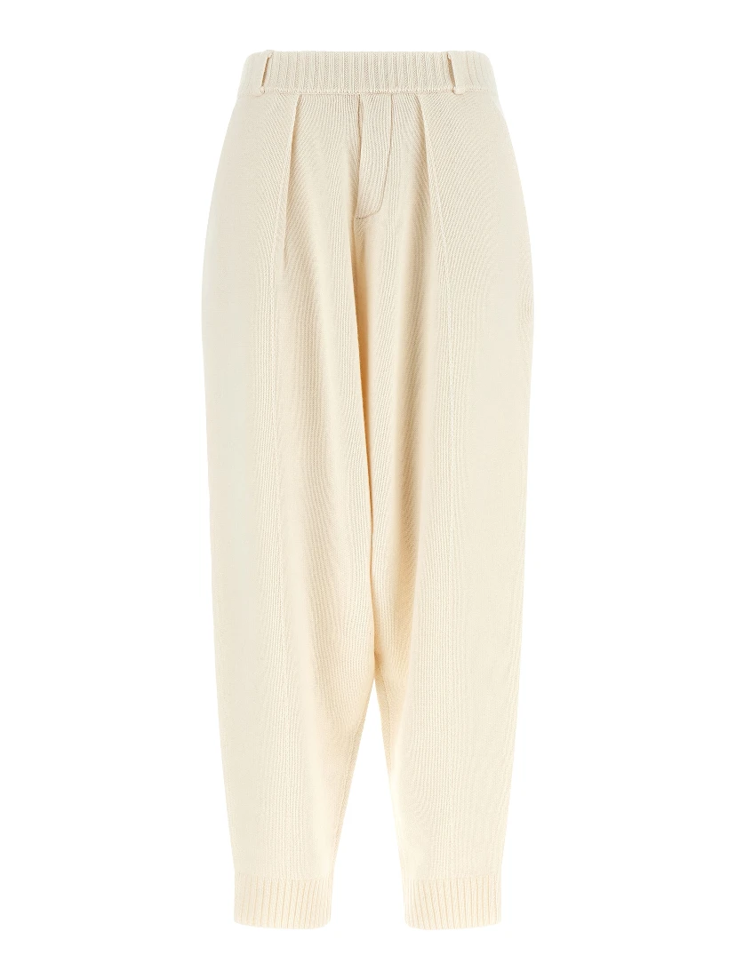 White Wool Casual Pants