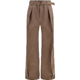 Brown Polyester Casual Pants