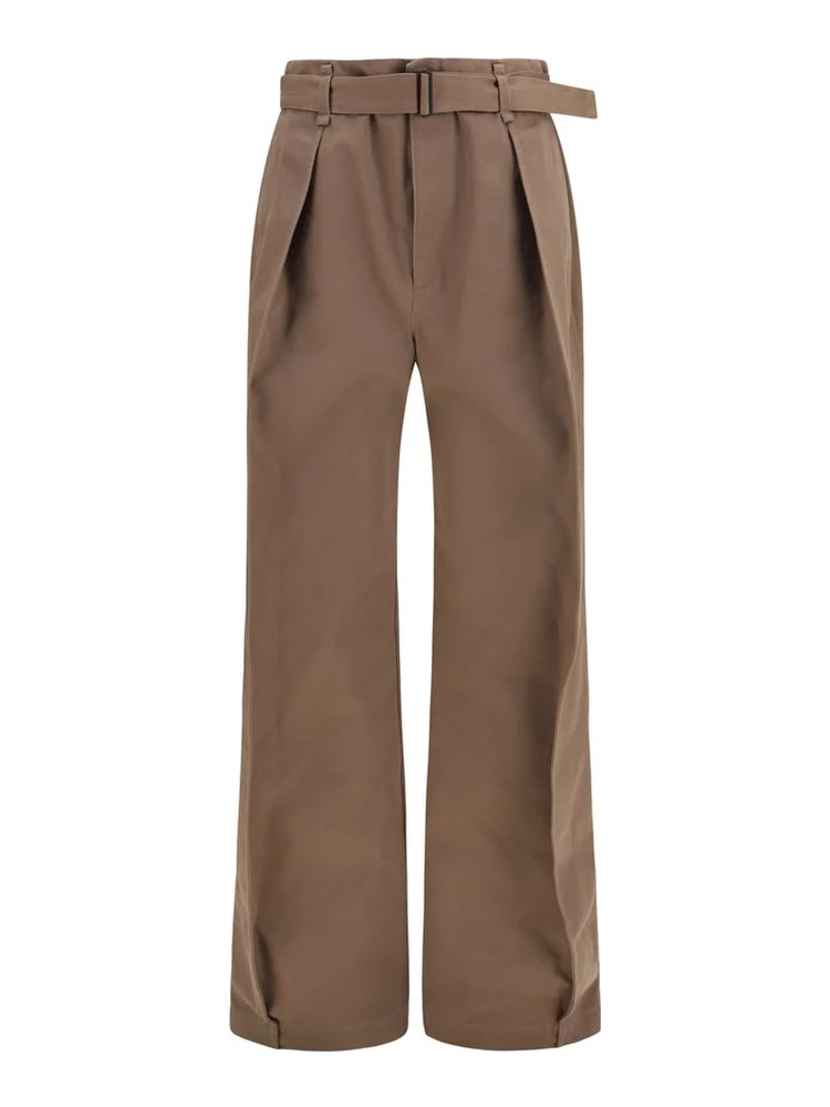 Brown Polyester Casual Pants