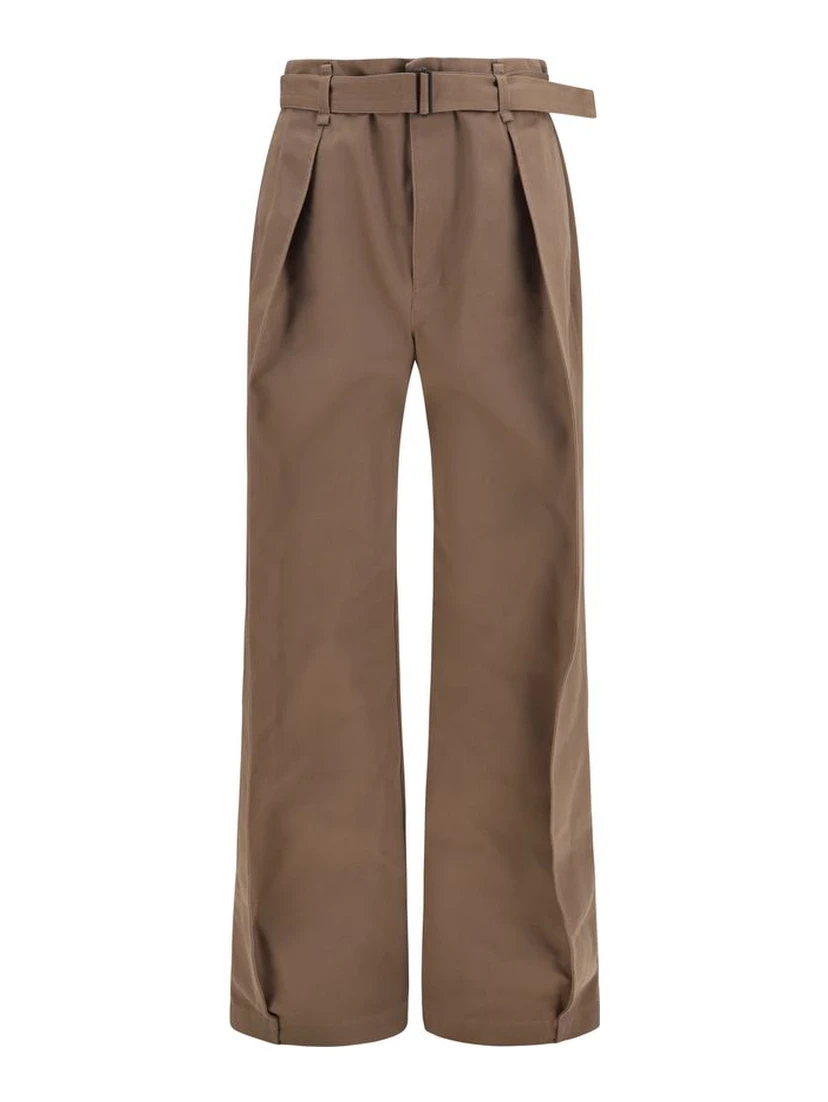 Brown Polyester Casual Pants