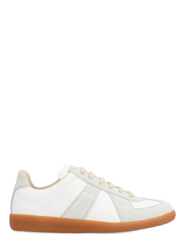 White Polyvinyl Low Top Sneakers