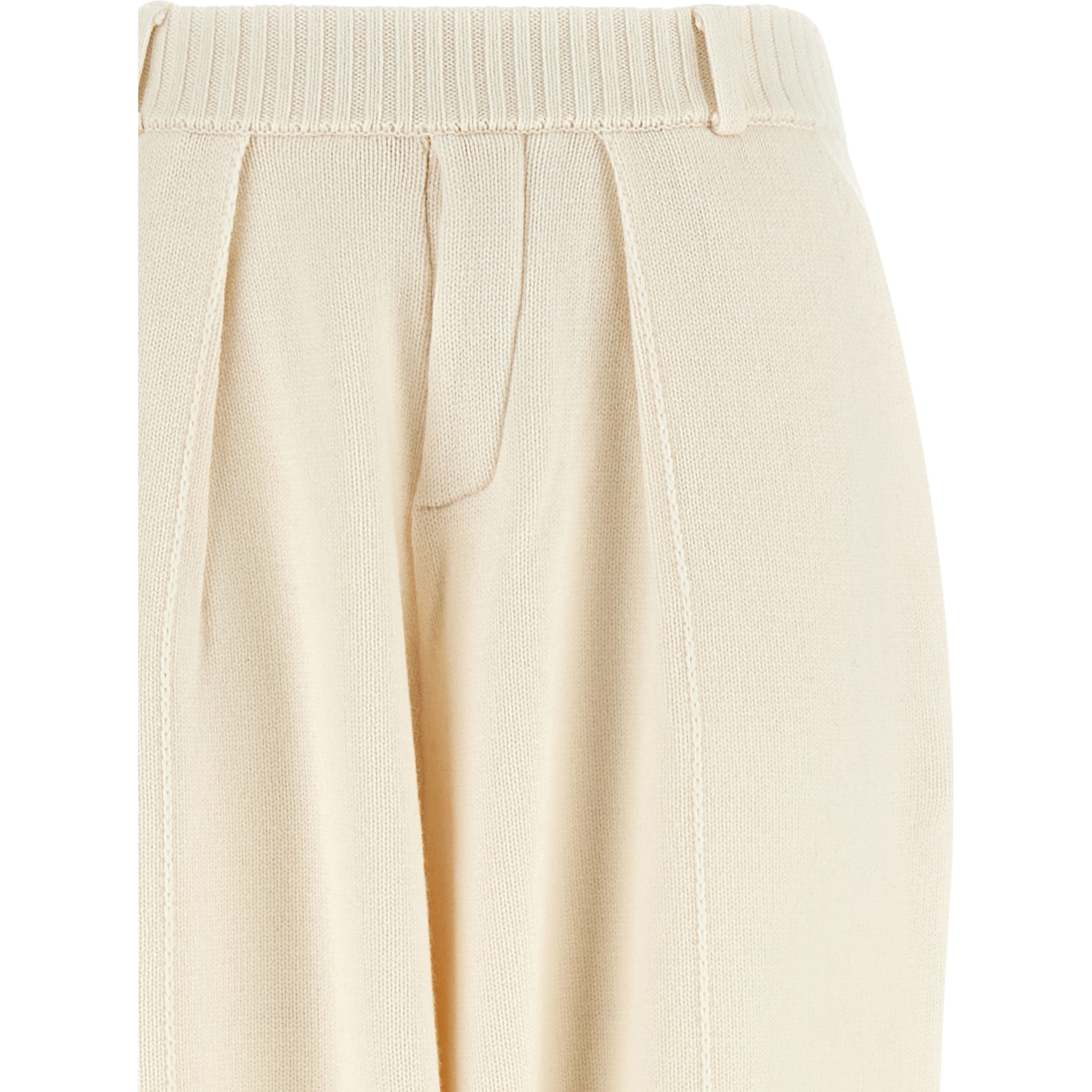 White Wool Casual Pants