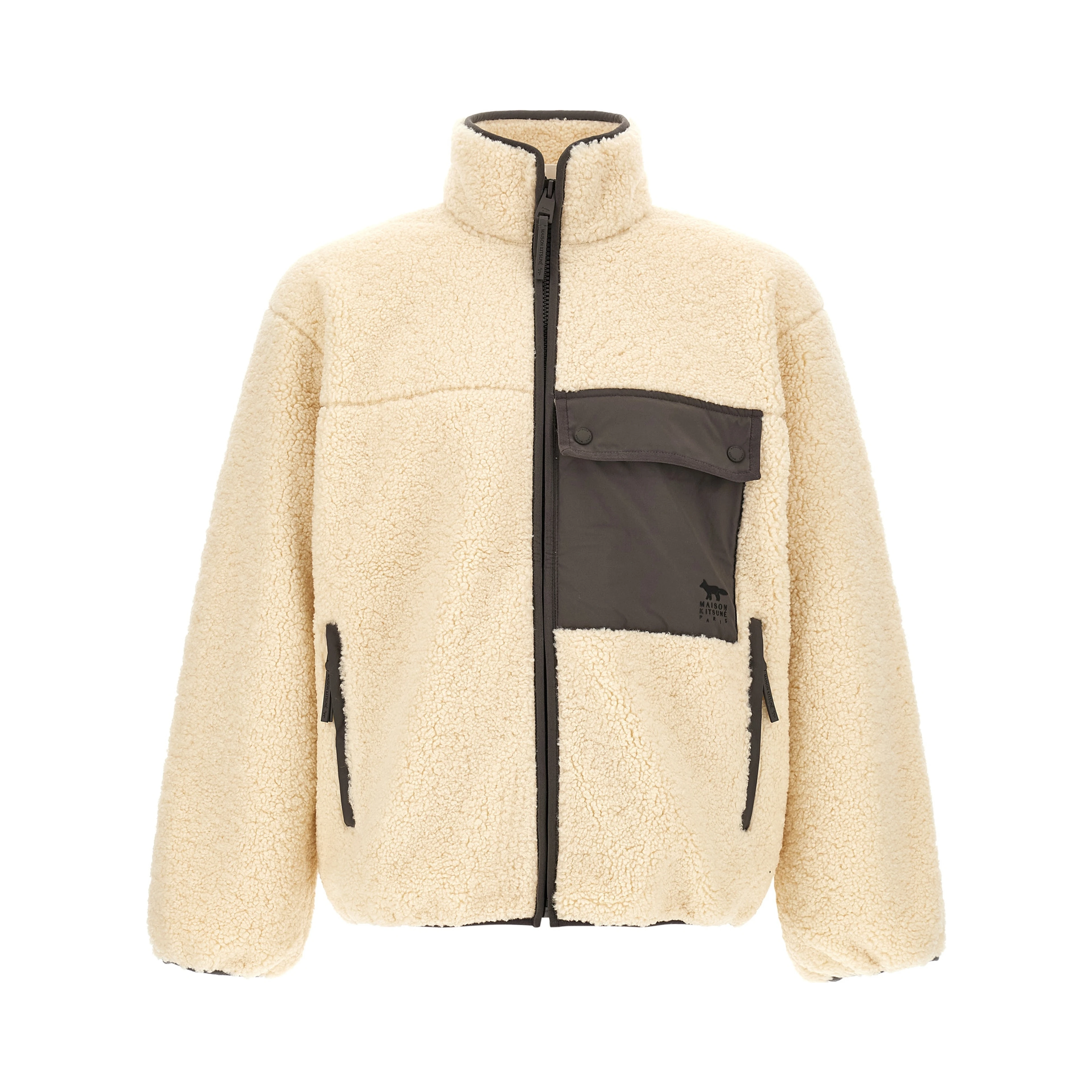 Beige Polyester Full-Length Jacket