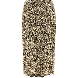 Gold Polyester Midi Skirt