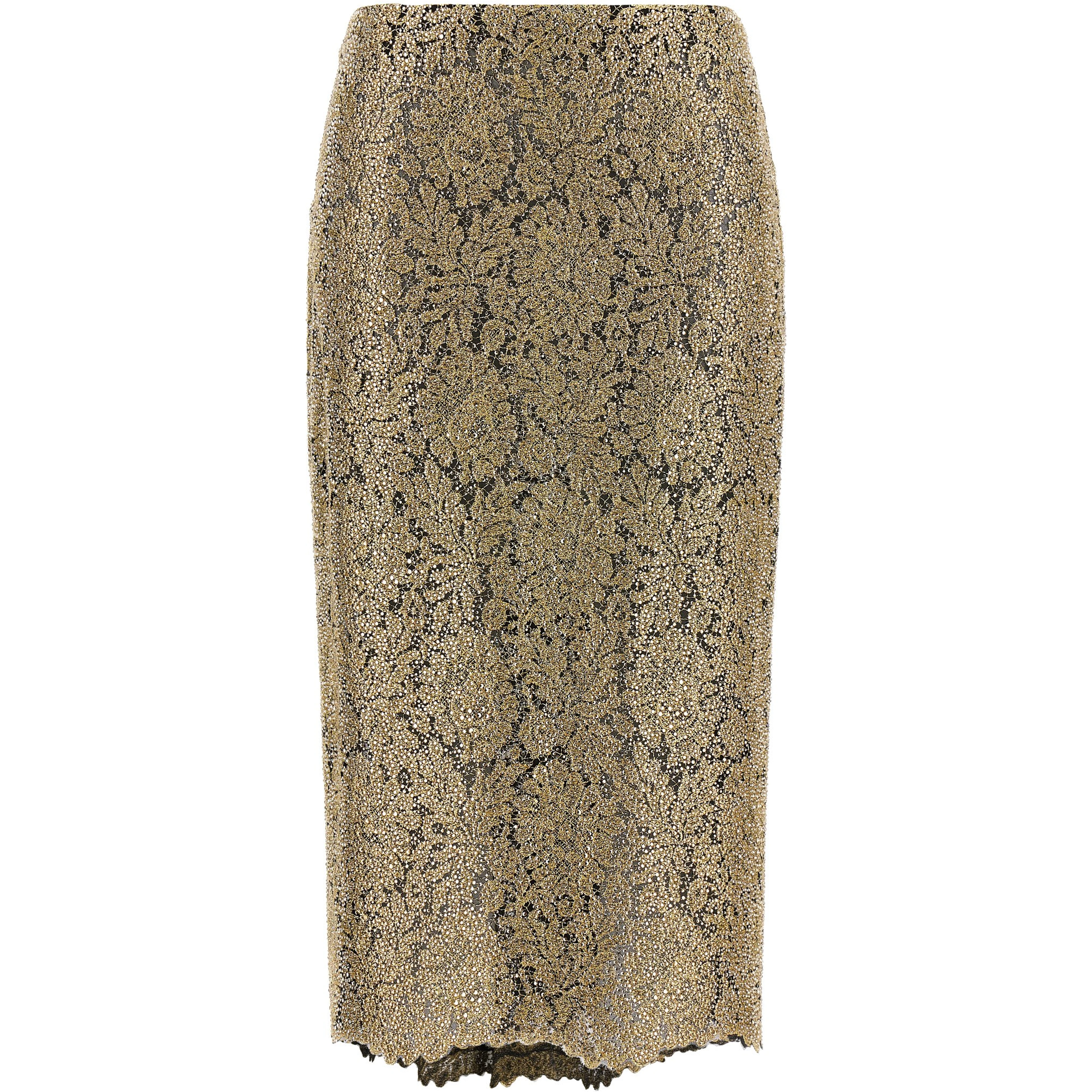 Gold Polyester Midi Skirt