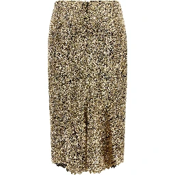 Gold Polyester Midi Skirt