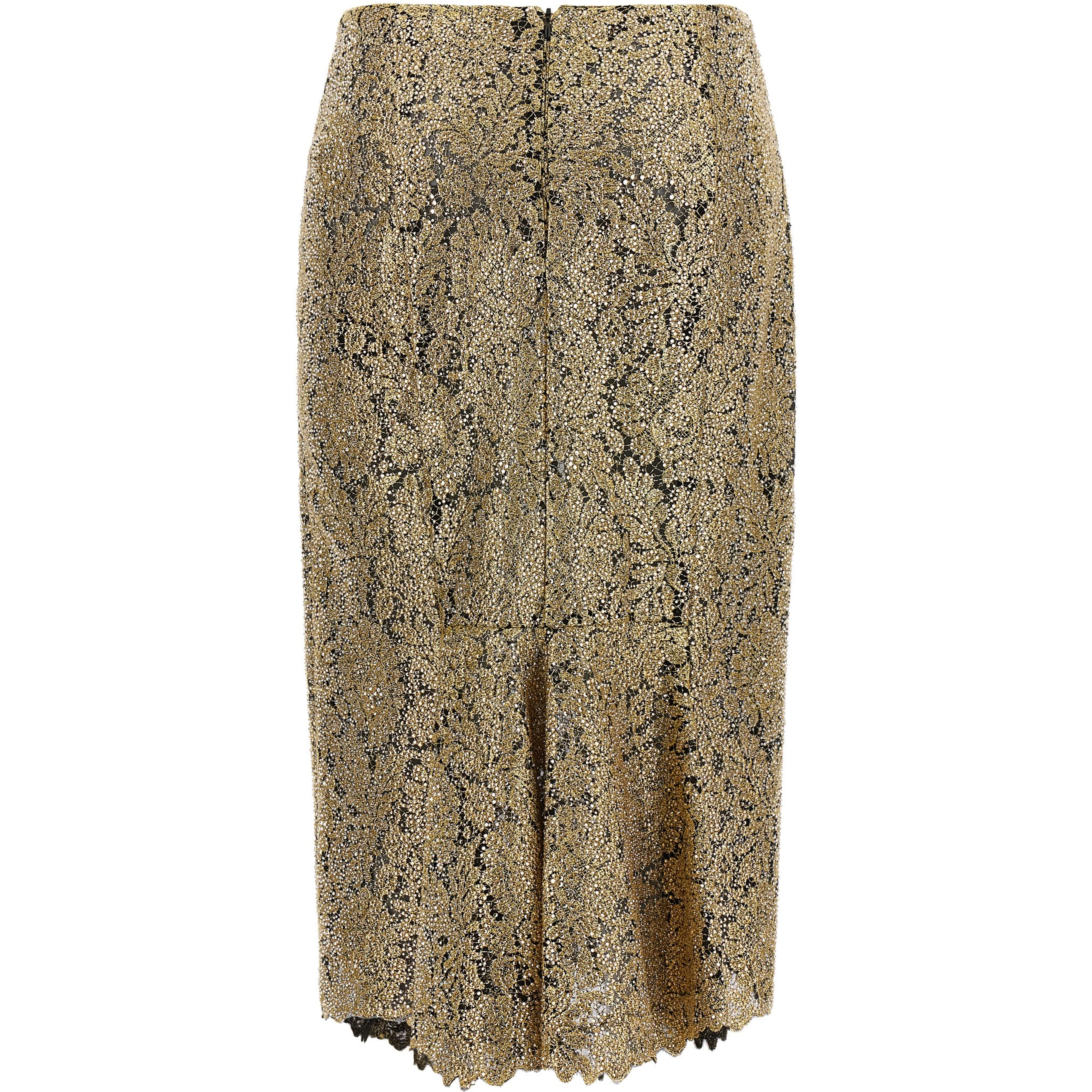 Gold Polyester Midi Skirt