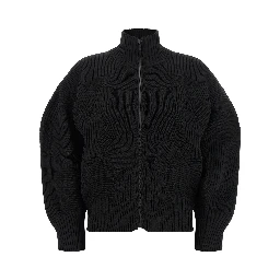 Black Polyester Full-Length Jacket