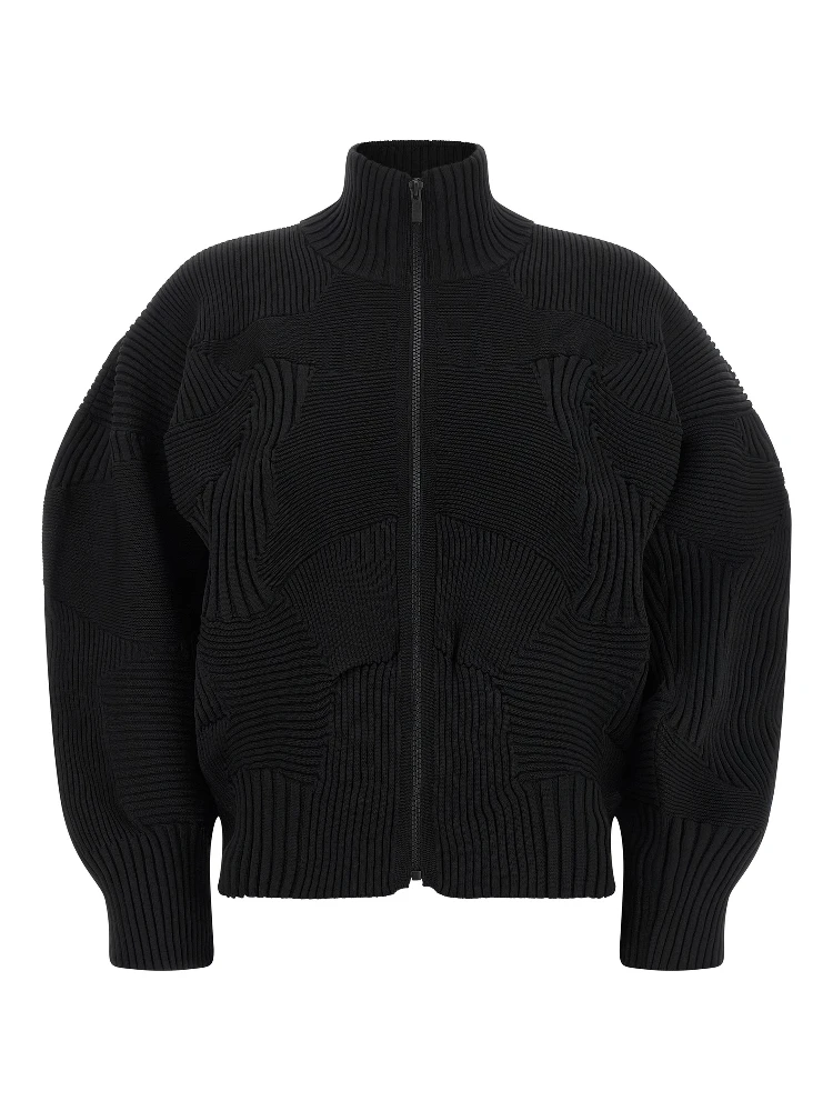 Black Polyester Full-Length Jacket