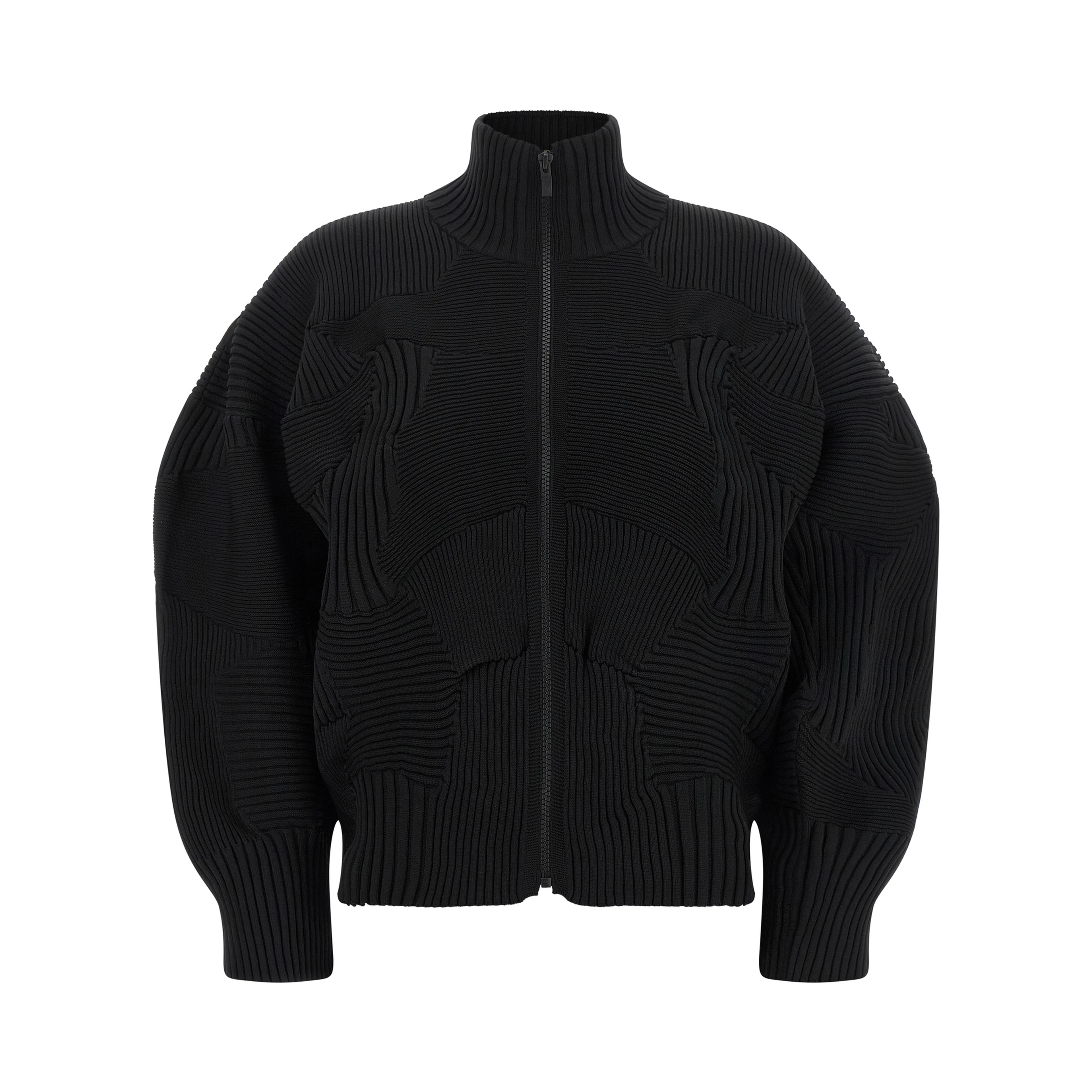 Black Polyester Full-Length Jacket