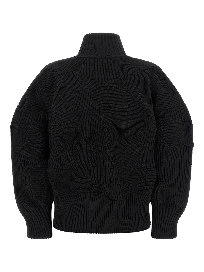 Black Polyester Full-Length Jacket