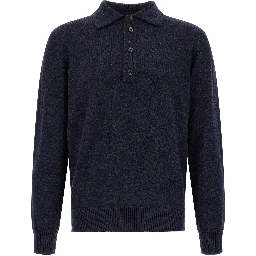 Blue Wool Polo Shirt