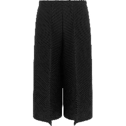 Black Polyester Casual Pants