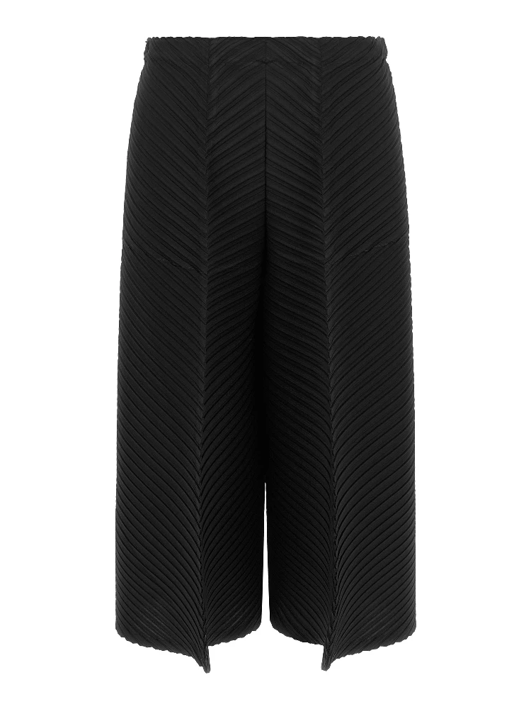 Black Polyester Casual Pants