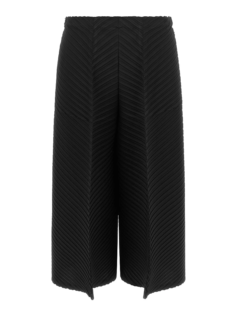 Black Polyester Casual Pants